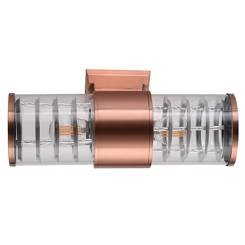 Lámpara  Arbotante Exterior de Pared Decorativa en Aluminio y Vidrio Cobrizado  - NGR